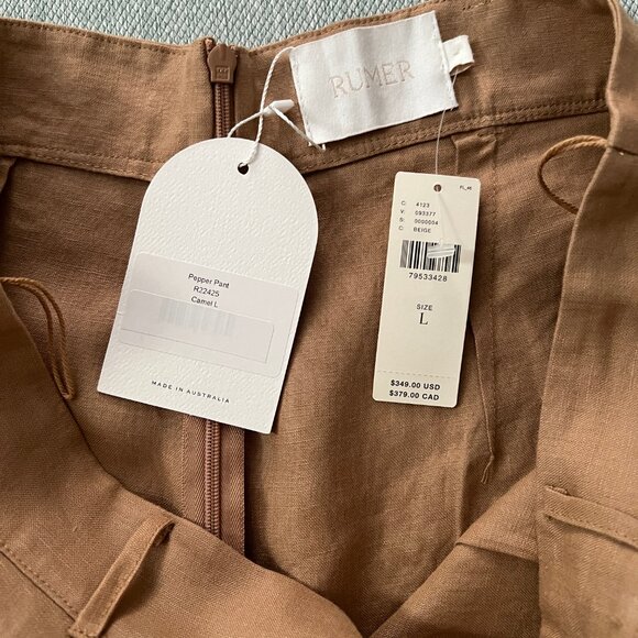ANTHROPOLOGIE x RUMER LINEN PALAZZO PANTS WARM CAMEL SIZE L* ( MUST READ ) - Picture 5 of 13